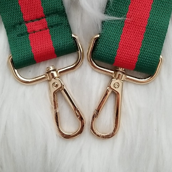 Red Green Striped Crossbody Web Shoulder Strap - Picture 2 of 4